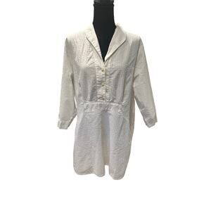 FLAX White Seersucker Popover Tunic - Size XL
